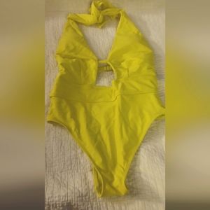 Yellow cut out one piece bathing suit
